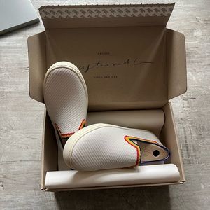 White Rainbow Rothy’s Slip On Sneaker - Limited Edition